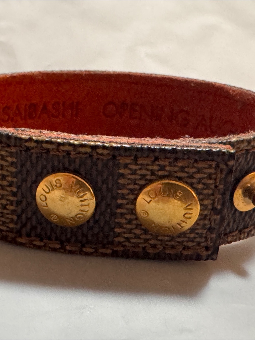 Vintage Louis Vuitton Damier Ebene snap bracelet a rare collectors piece.